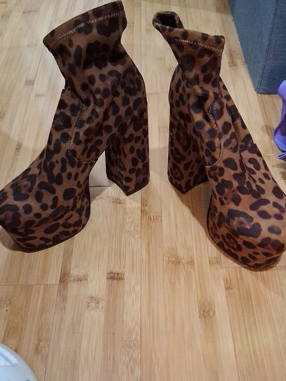Forever 21 Leopard-Print Platform Sock Boots - Brown/Black
